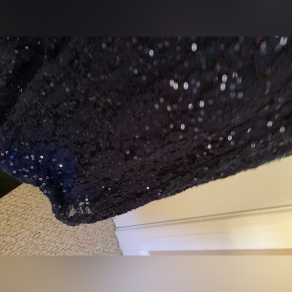 Navy Sequin 6 SLNY SL Fashions New York Round Neck Zip Back Midi - Picture 9 of 9